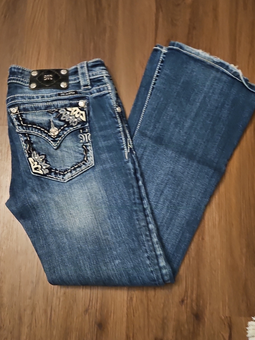 Miss Me Embroidered Medium Blue Bootcut Jeans
